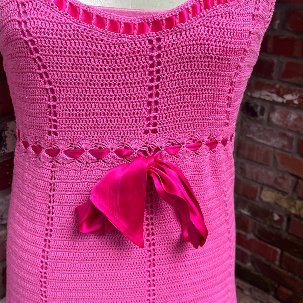 Lily Pulitzer Y2K Hot Pink Crochet Sundress size small - Picture 2 of 6